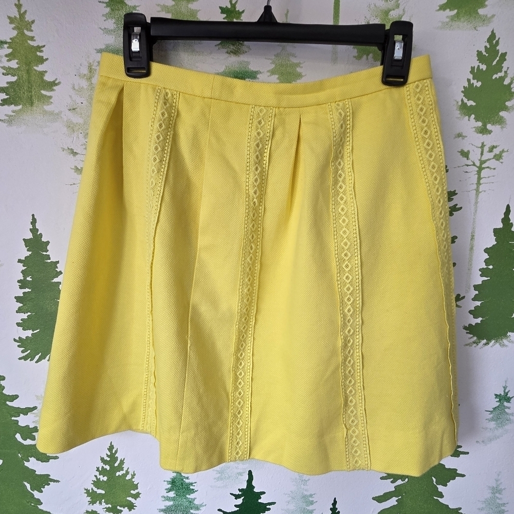 Yellow J. Crew Lace-Trimmed Skirt